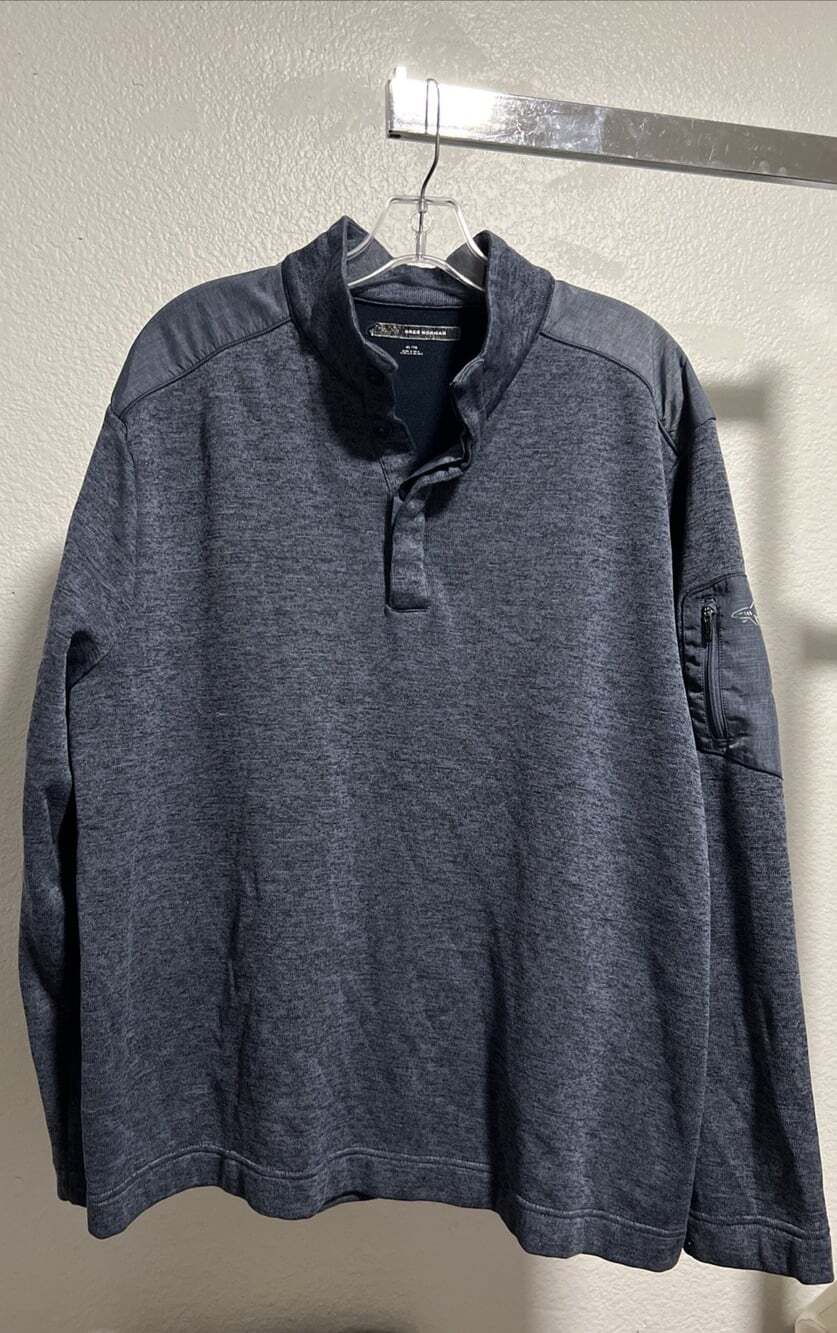 Greg Norman XXL Fleece Lined 1/4 Button Navy Golf